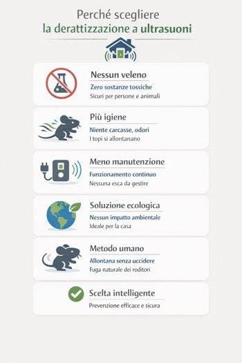 infografica su perché scegliere ultrasuoni per topi