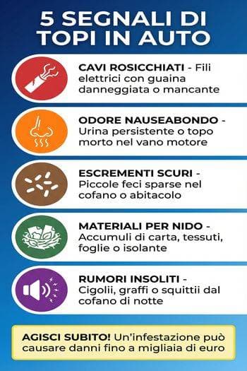 infografica segnali topi in auto