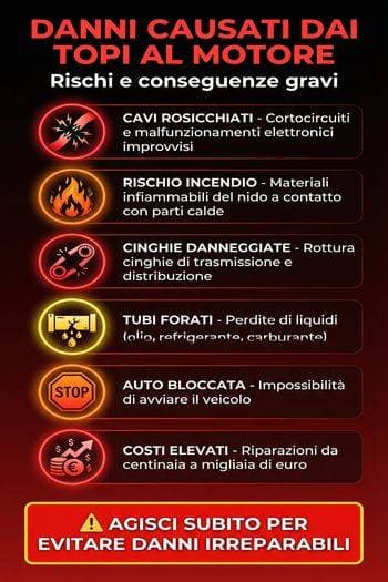 danni al motore della macchina causato dai topi